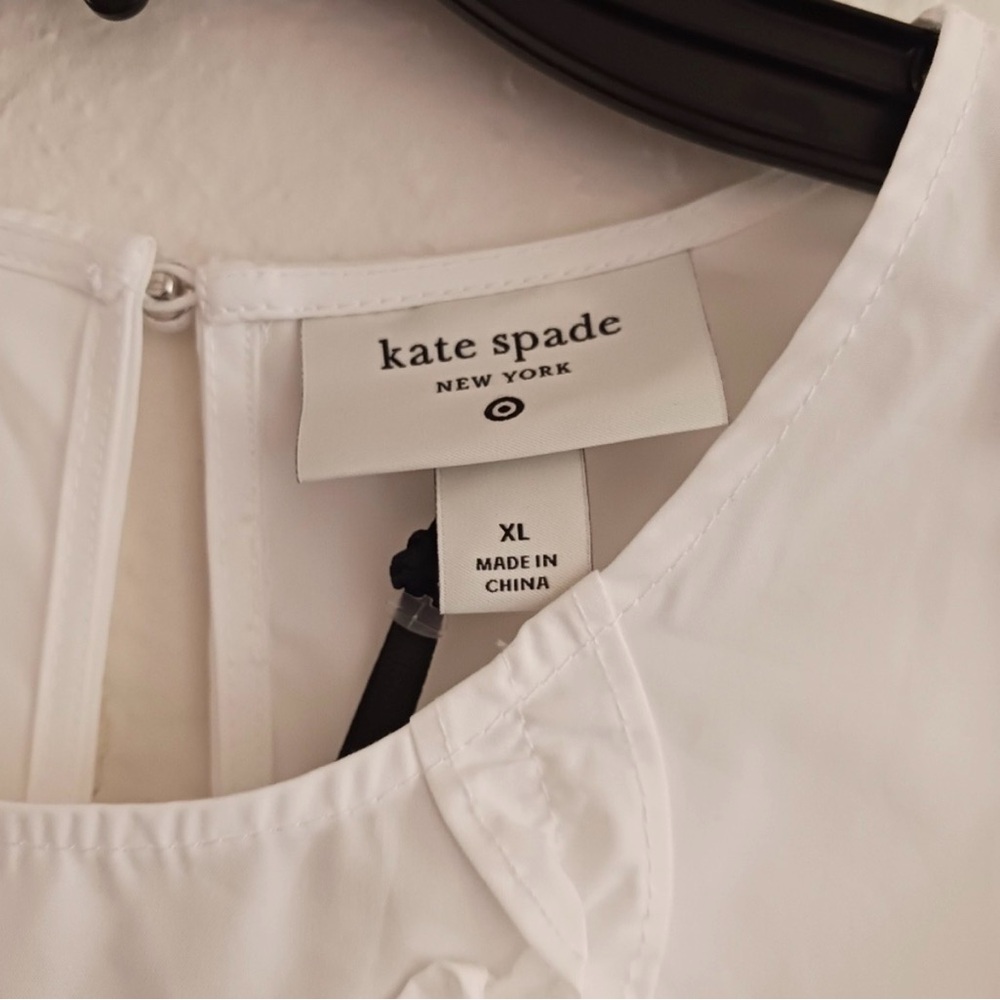 kate spade new york Raised Ribbon Shirt in White Women’s Size XL - Picture 8 of 10
